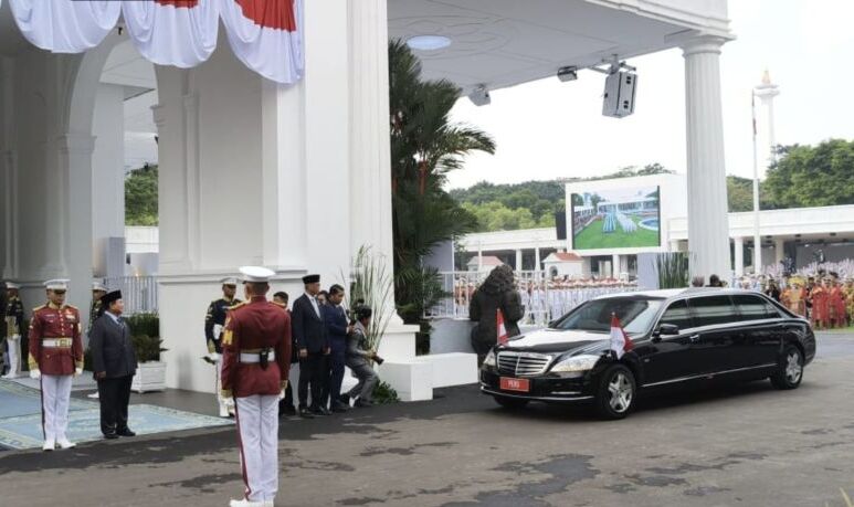 Prabowo Sambut Presiden Peru Dina Boluarte di Istana Merdeka